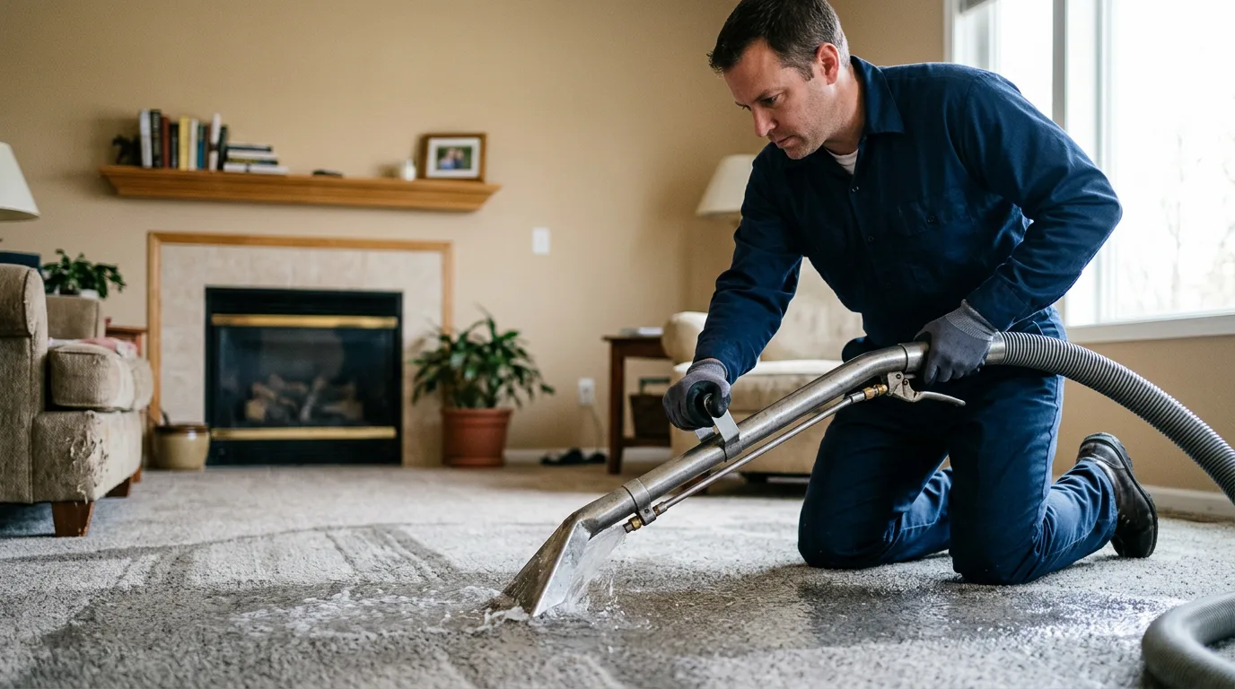 Water damage restoration technician working near Barnes City, IA